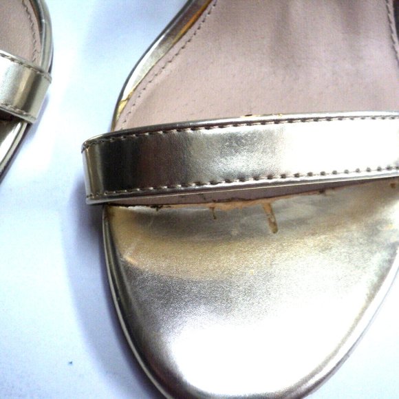 Steve Madden Size 7.5 Gold Sandals Stiletto 4" Heels Presidnt Calf Ties - Picture 8 of 9